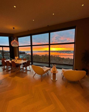 Modern house with amazing sunset view
